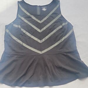 Lane Bryant Black Tank Top with Chevron Accents